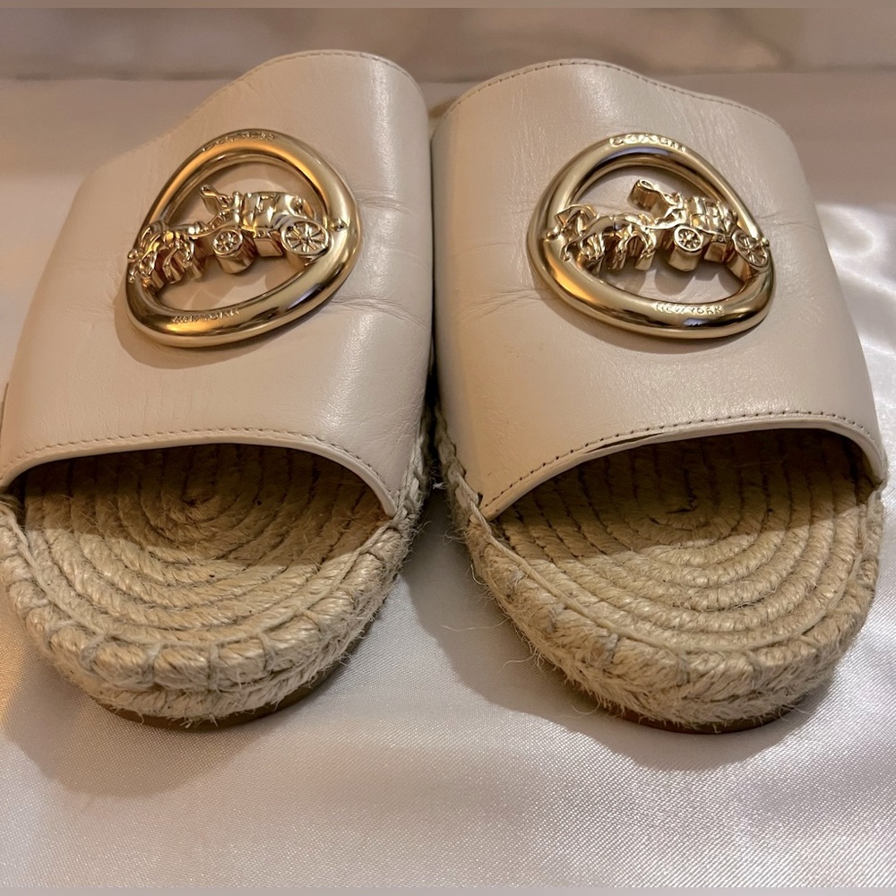 Coach Leather Espadrille Sandal in color Chalk - Picture 3 of 8